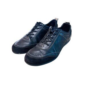 Vionic Willa Walker Womens 9 Black Leather Metallic Pewter Athletic Sneaker Shoe